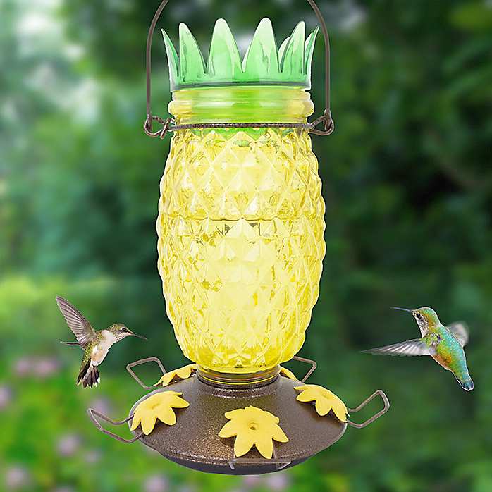 Pineapple Top-Fill Glass Hummingbird Feeder